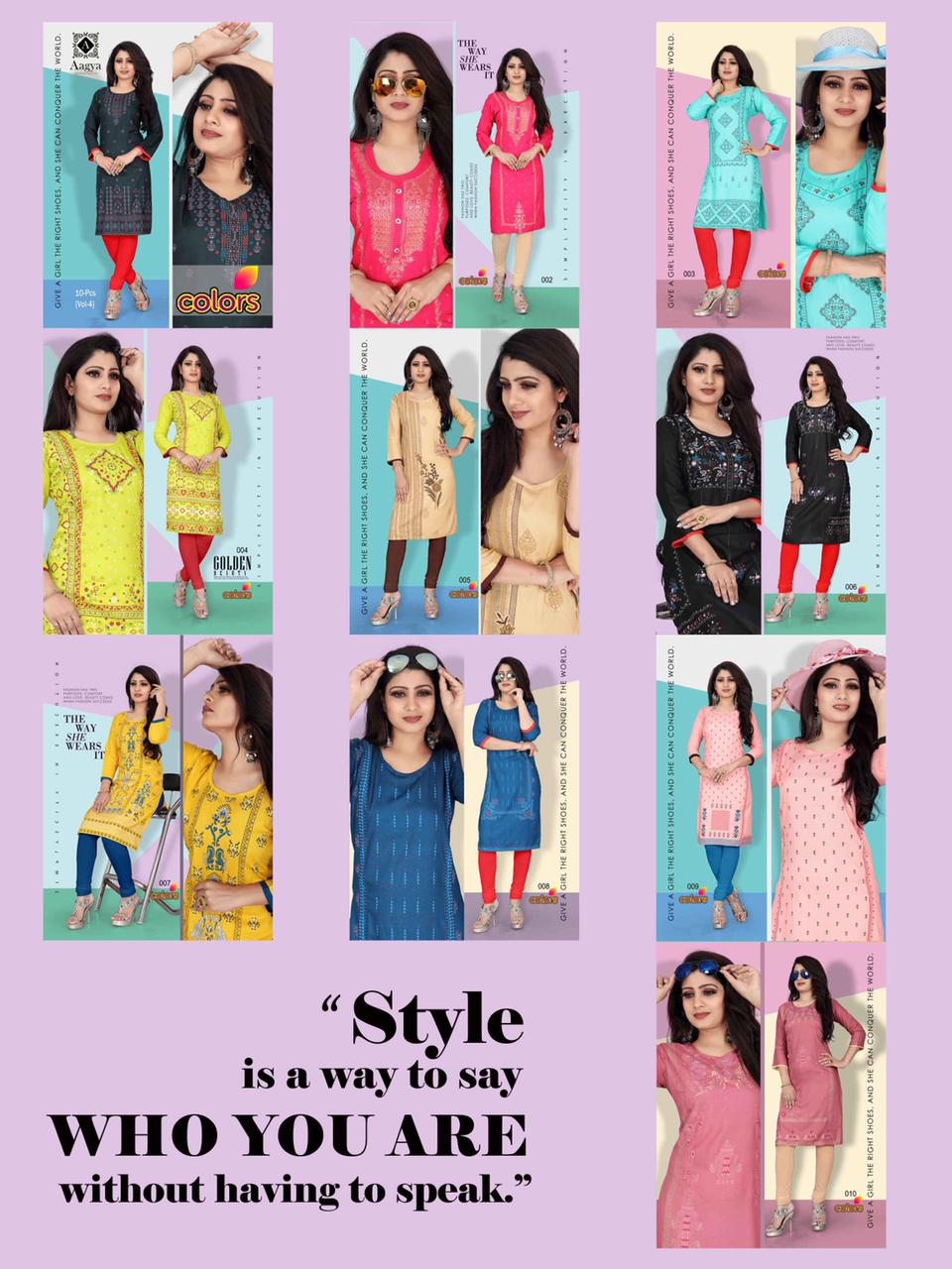 Aagya Colors 4 Casual Wear Designer Prined Rayon Kurti Collection
